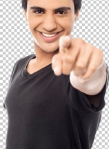 Young smiling guy pointing you out