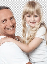 Joyful father with cute little daughter