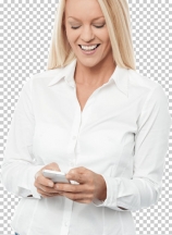 Happy woman with mobile phone