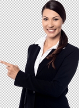 Businesswoman pointing copysoace