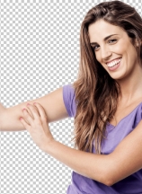 Beautiful charming girl flexing her biceps