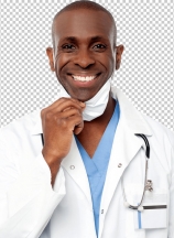 Male physician wearing surgical mask