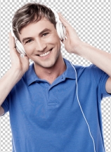 Cheerful young man enjoying music