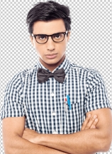 Young serious man with bowtie