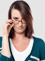 Attractive woman holding her eyeglasses