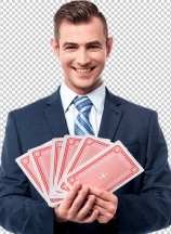 Businessman with play cards