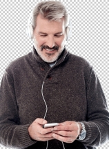 Handsome man enjoying music on his mobile