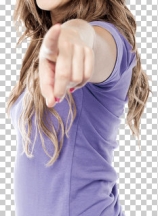 Trendy girl pointing towards you