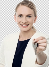 Real estate agent offering new house key