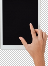 Fingers pinching to zoom tablet's screen