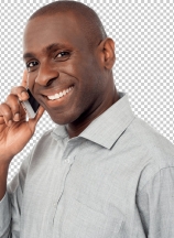 Cheerful guy using his mobile phone