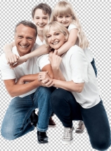Portrait of affectionate family of four in the studio