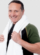 Handsome man holding towel