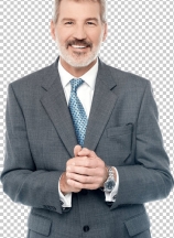 Businessman posing with clasped hands