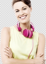 Pretty woman with ear phones