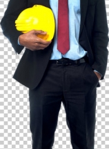 Construction engineer holding hard hat